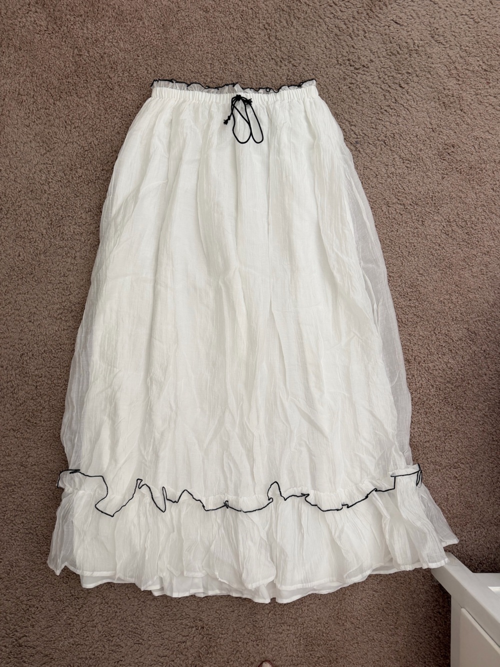 SHEIN White Maxi Skirt with Black Trim